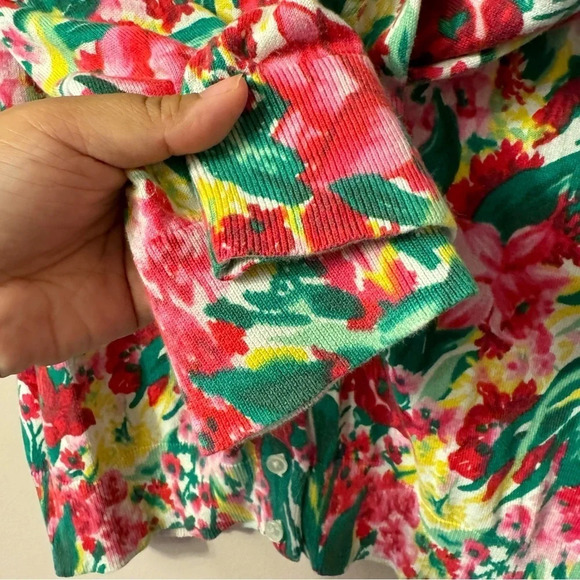 Talbots Cardigan 3/4 Sleeve Button Front Floral Women  Size L - Picture 3 of 6